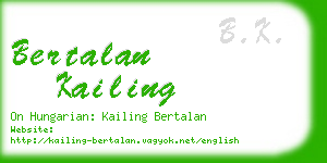 bertalan kailing business card